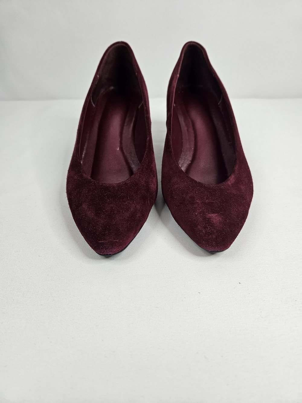 Jennifer Moore Burgundy Suede Pointed-Kitten Heels